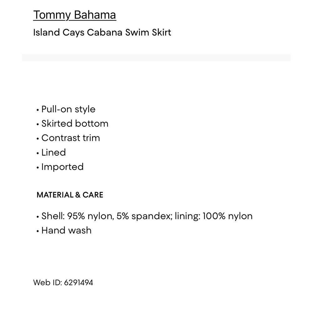 Tommy Bahama Island Cays Cabana Swim Skirt Black White Trim SS200417 Size M - Picture 3 of 8